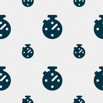 Timer, stopwatch icon sign. Seamless pattern with geometric texture. illustration