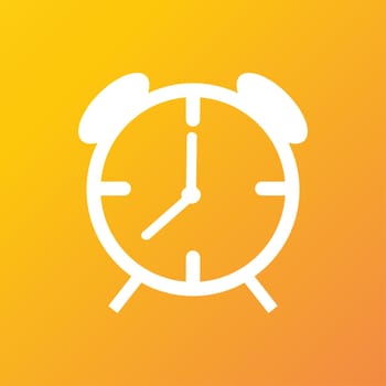 Alarm clock icon symbol Flat modern web design with long shadow and space for your text. illustration