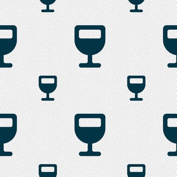 Wine glass, Alcohol drink icon sign. Seamless pattern with geometric texture. illustration