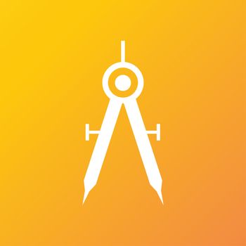 Mathematical Compass icon symbol Flat modern web design with long shadow and space for your text. illustration