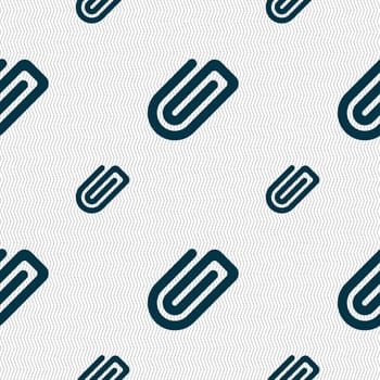 Paper Clip icon sign. Seamless pattern with geometric texture. illustration