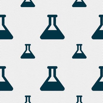 Conical Flask icon sign. Seamless pattern with geometric texture. illustration