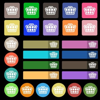 Shopping Cart icon sign. Set from twenty seven multicolored flat buttons. illustration