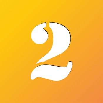 number two icon symbol Flat modern web design with long shadow and space for your text. illustration