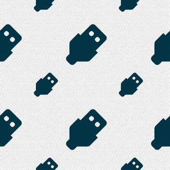 USB icon sign. Seamless pattern with geometric texture. illustration