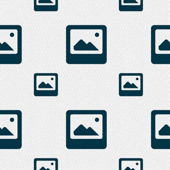 Photo frame template icon sign. Seamless pattern with geometric texture. illustration