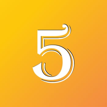 number five icon symbol Flat modern web design with long shadow and space for your text. illustration