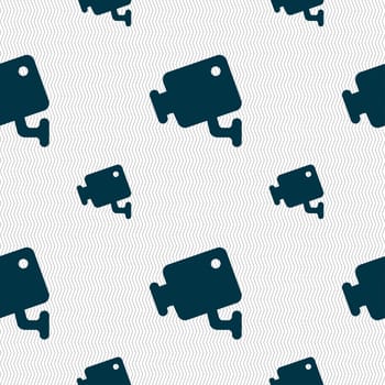 video camera icon sign. Seamless pattern with geometric texture. illustration