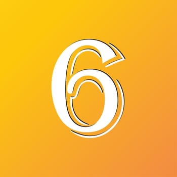 number six icon symbol Flat modern web design with long shadow and space for your text. illustration