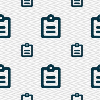 Text file icon sign. Seamless pattern with geometric texture. illustration