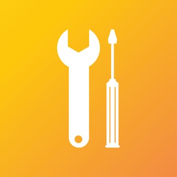screwdriver with wrench icon symbol Flat modern web design with long shadow and space for your text. illustration