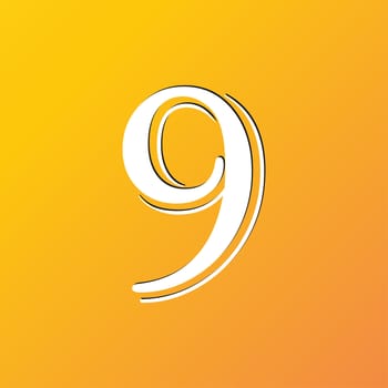 number Nine icon symbol Flat modern web design with long shadow and space for your text. illustration