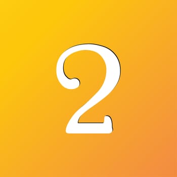 number two icon symbol Flat modern web design with long shadow and space for your text. illustration