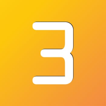 number three icon symbol Flat modern web design with long shadow and space for your text. illustration