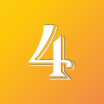 number four icon symbol Flat modern web design with long shadow and space for your text. illustration