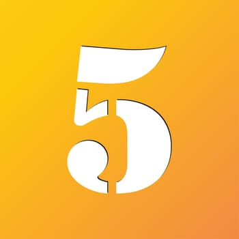 number five icon symbol Flat modern web design with long shadow and space for your text. illustration