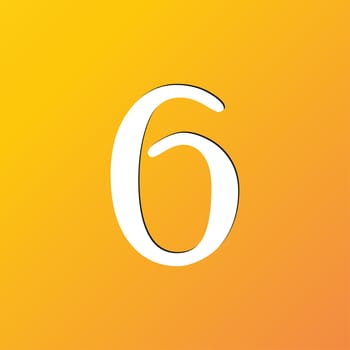 number six icon symbol Flat modern web design with long shadow and space for your text. illustration