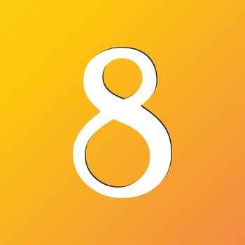 number Eight icon symbol Flat modern web design with long shadow and space for your text. illustration