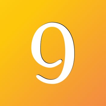 number Nine icon symbol Flat modern web design with long shadow and space for your text. illustration