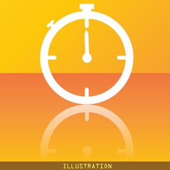 Timer icon symbol Flat modern web design with reflection and space for your text. illustration. Raster version