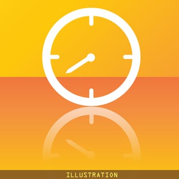 Timer icon symbol Flat modern web design with reflection and space for your text. illustration. Raster version