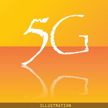 5G icon symbol Flat modern web design with reflection and space for your text. illustration. Raster version