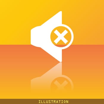 Mute speaker icon symbol Flat modern web design with reflection and space for your text. illustration. Raster version