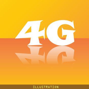 4G icon symbol Flat modern web design with reflection and space for your text. illustration. Raster version
