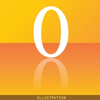 number zero icon symbol Flat modern web design with reflection and space for your text. illustration. Raster version