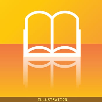 Open book icon symbol Flat modern web design with reflection and space for your text. illustration. Raster version