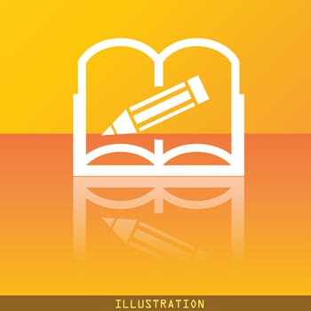 Open book icon symbol Flat modern web design with reflection and space for your text. illustration. Raster version