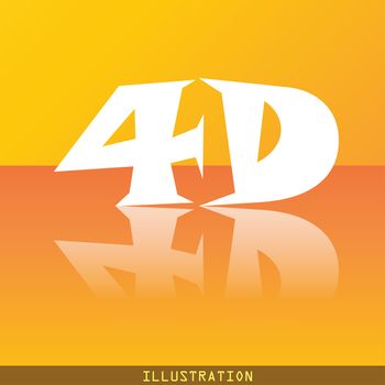 4D icon symbol Flat modern web design with reflection and space for your text. illustration. Raster version