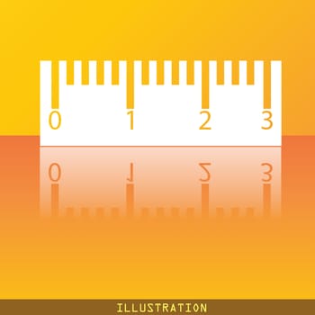 Ruler icon symbol Flat modern web design with reflection and space for your text. illustration. Raster version