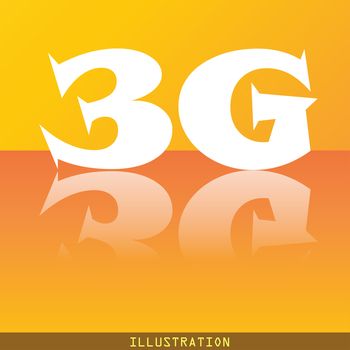 3G icon symbol Flat modern web design with reflection and space for your text. illustration. Raster version