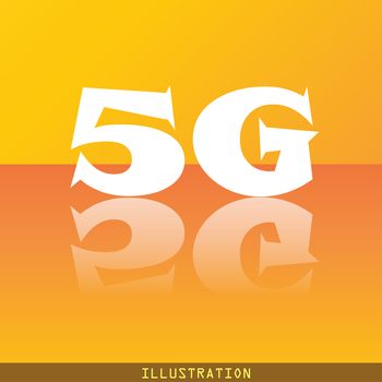 5G icon symbol Flat modern web design with reflection and space for your text. illustration. Raster version