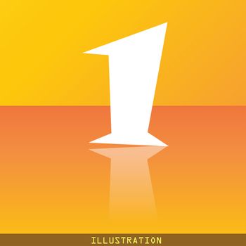 number one icon symbol Flat modern web design with reflection and space for your text. illustration. Raster version