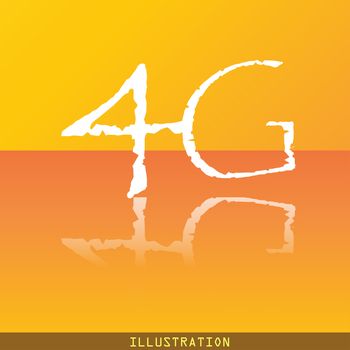 4G icon symbol Flat modern web design with reflection and space for your text. illustration. Raster version