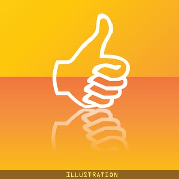 Thumb up icon symbol Flat modern web design with reflection and space for your text. illustration. Raster version