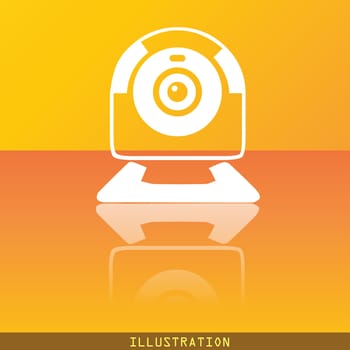 Webcam icon symbol Flat modern web design with reflection and space for your text. illustration. Raster version