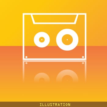 cassette icon symbol Flat modern web design with reflection and space for your text. illustration. Raster version