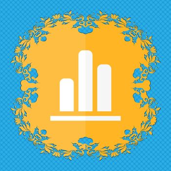 Growth and development concept. graph of Rate . Floral flat design on a blue abstract background with place for your text. illustration