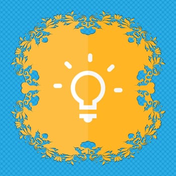 Light lamp, Idea . Floral flat design on a blue abstract background with place for your text. illustration