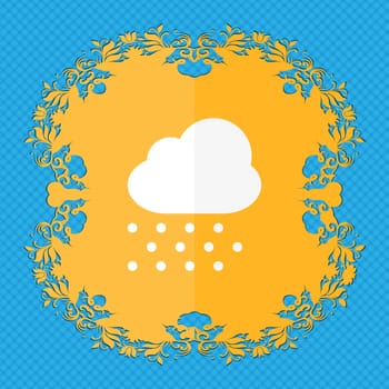 snowing . Floral flat design on a blue abstract background with place for your text. illustration