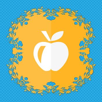 Apple . Floral flat design on a blue abstract background with place for your text. illustration