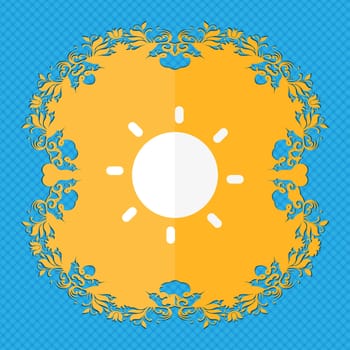 Sun . Floral flat design on a blue abstract background with place for your text. illustration