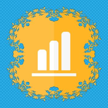 Growth and development concept. graph of Rate . Floral flat design on a blue abstract background with place for your text. illustration