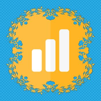 Growth and development concept. graph of Rate . Floral flat design on a blue abstract background with place for your text. illustration
