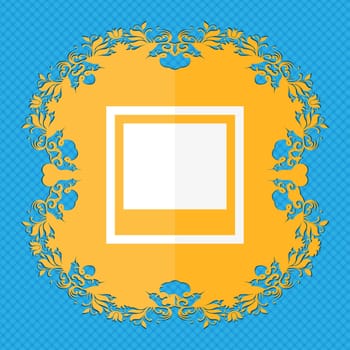 Photo frame template . Floral flat design on a blue abstract background with place for your text. illustration