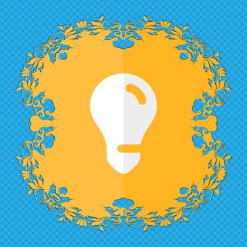 light bulb, idea. Floral flat design on a blue abstract background with place for your text. illustration