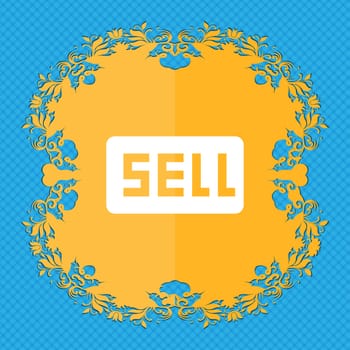Sell, Contributor earnings . Floral flat design on a blue abstract background with place for your text. illustration